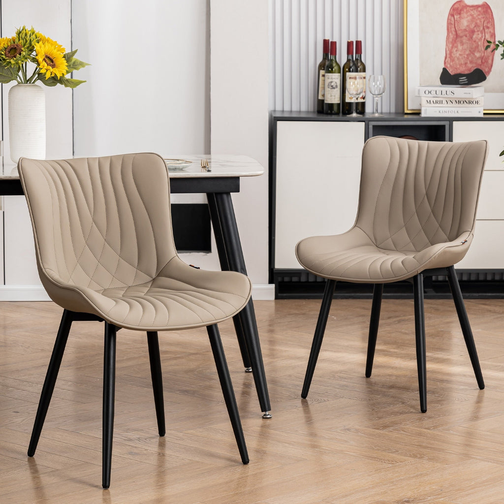 Set di 2 sedie da pranzo moderne imbottite in pelle senza braccioli