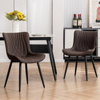 Set di 2 sedie da pranzo moderne imbottite in pelle senza braccioli