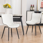 Set di 2 sedie da pranzo moderne imbottite in pelle senza braccioli