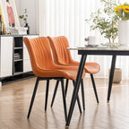 Set di 2 sedie da pranzo moderne imbottite in pelle senza braccioli