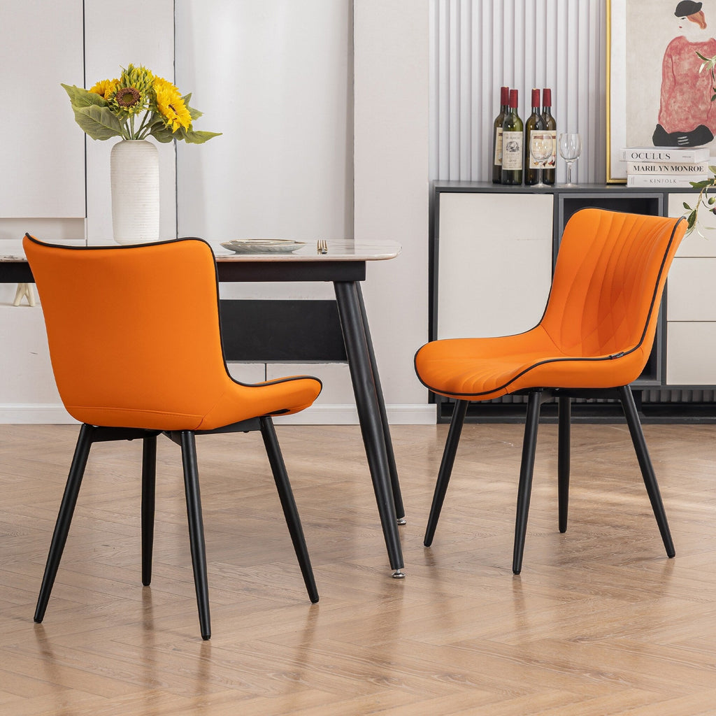 Set di 2 sedie da pranzo moderne imbottite in pelle senza braccioli