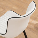 Set di 2 sedie da pranzo moderne imbottite in pelle senza braccioli