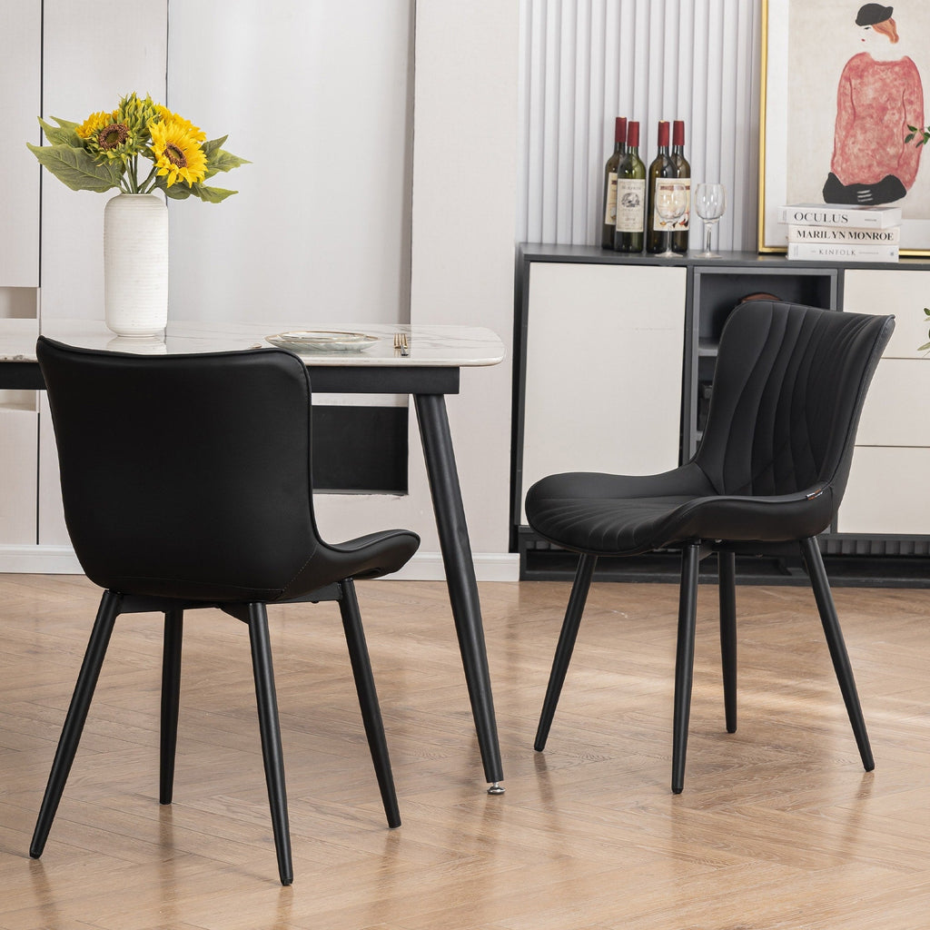 Set di 2 sedie da pranzo moderne imbottite in pelle senza braccioli