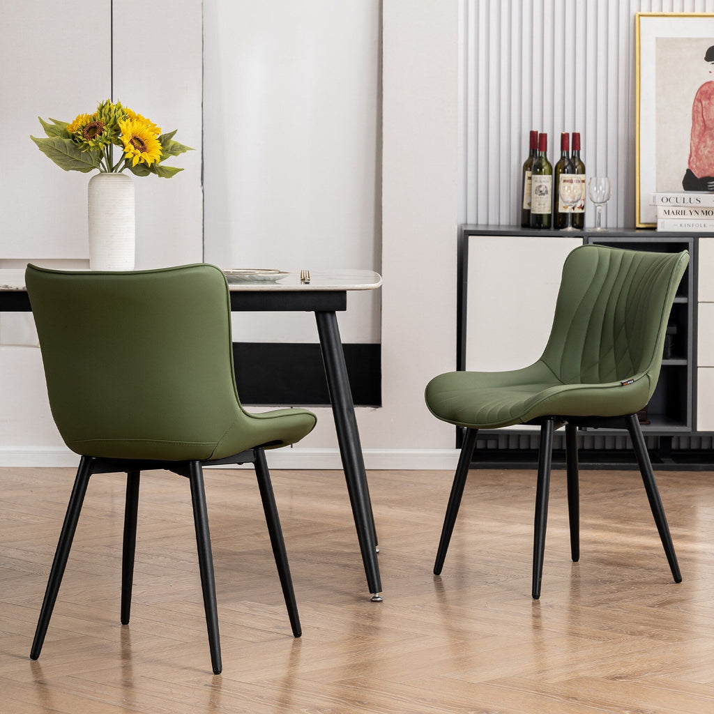 Set di 2 sedie da pranzo moderne imbottite in pelle senza braccioli