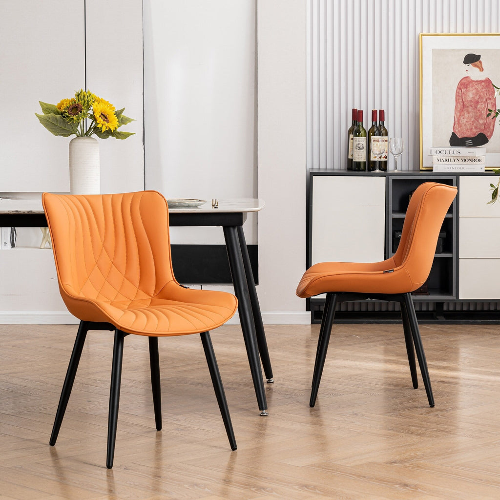 Set di 2 sedie da pranzo moderne imbottite in pelle senza braccioli