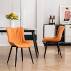 Set di 2 sedie da pranzo moderne imbottite in pelle senza braccioli