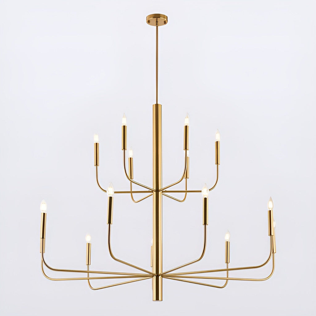 Lampadario minimalista a 15 luci, design antico a 2 livelli - 48