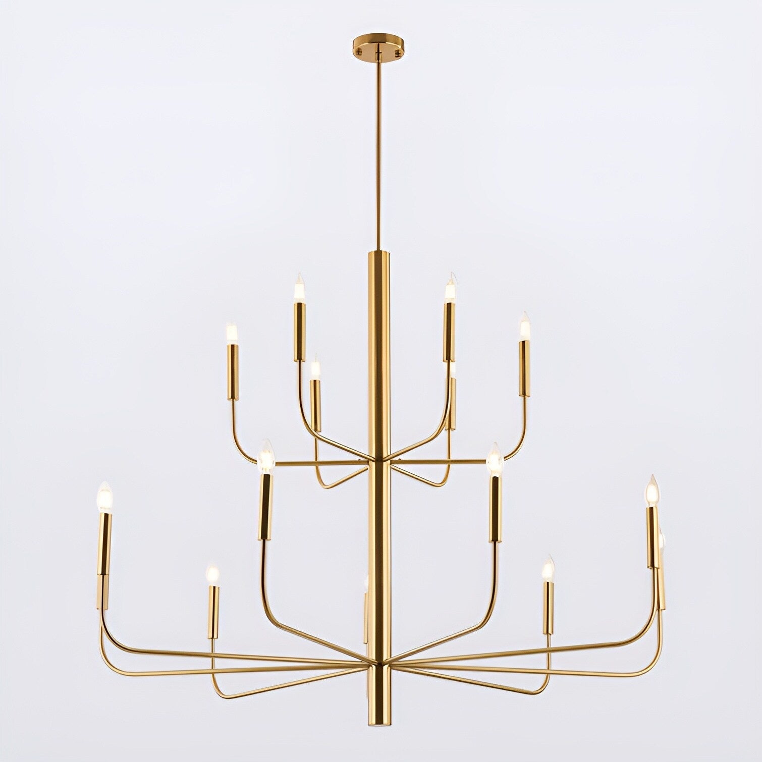 Lampadario minimalista a 15 luci, design antico a 2 livelli - 48