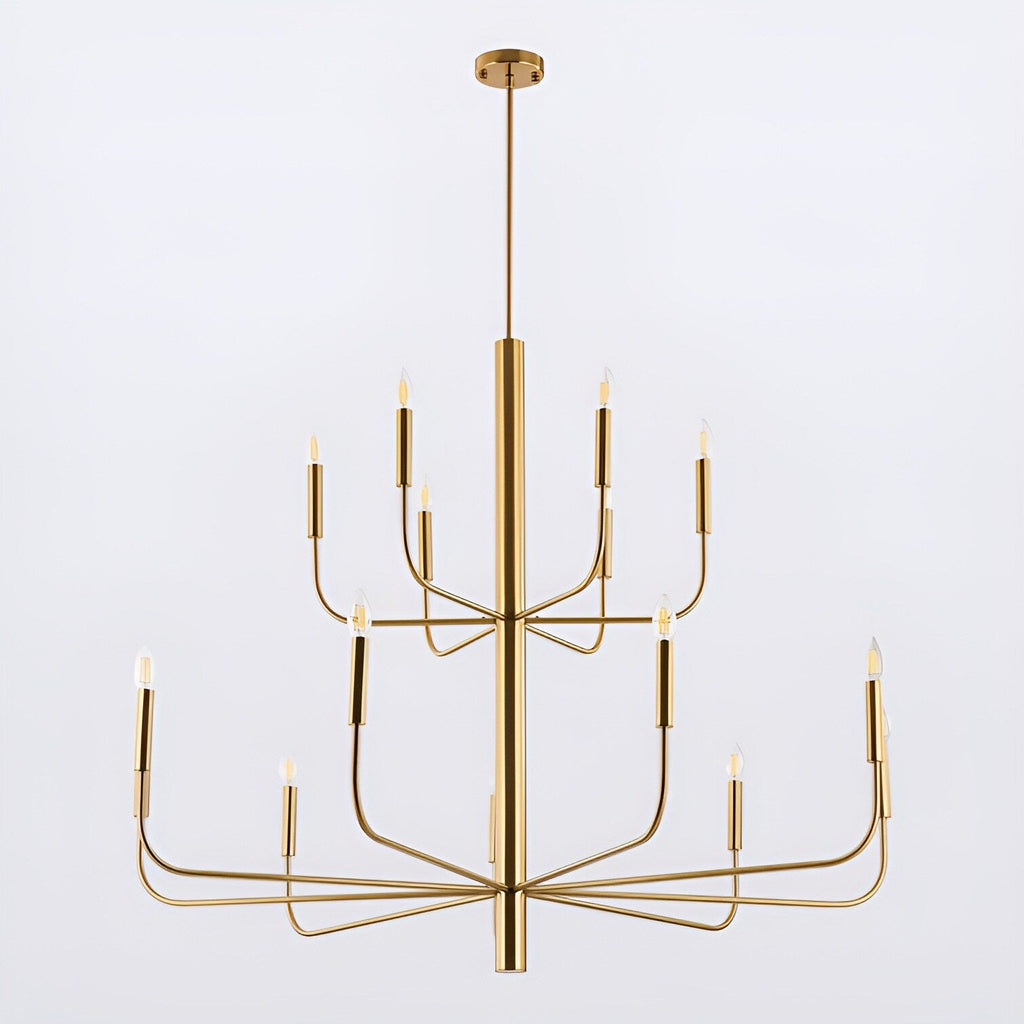 Lampadario minimalista a 15 luci, design antico a 2 livelli - 48