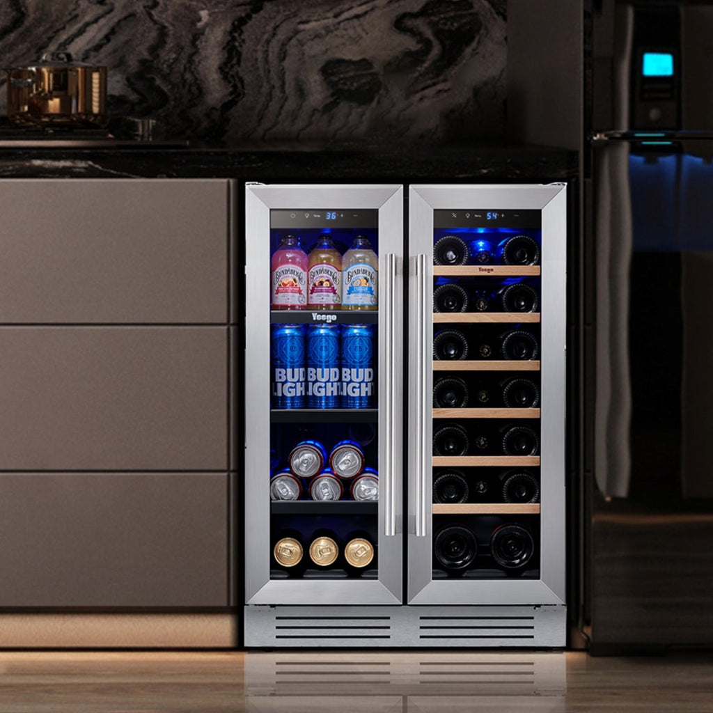 Frigorifero per vino/bevande da 24 pollici, frigorifero DUAL ZONE da 20 bottiglie/60 lattine - 24 pollici