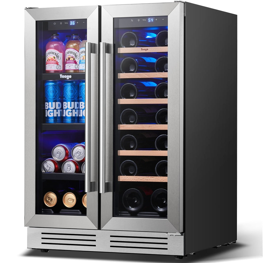 Frigorifero per vino/bevande da 24 pollici, frigorifero DUAL ZONE da 20 bottiglie/60 lattine - 24 pollici