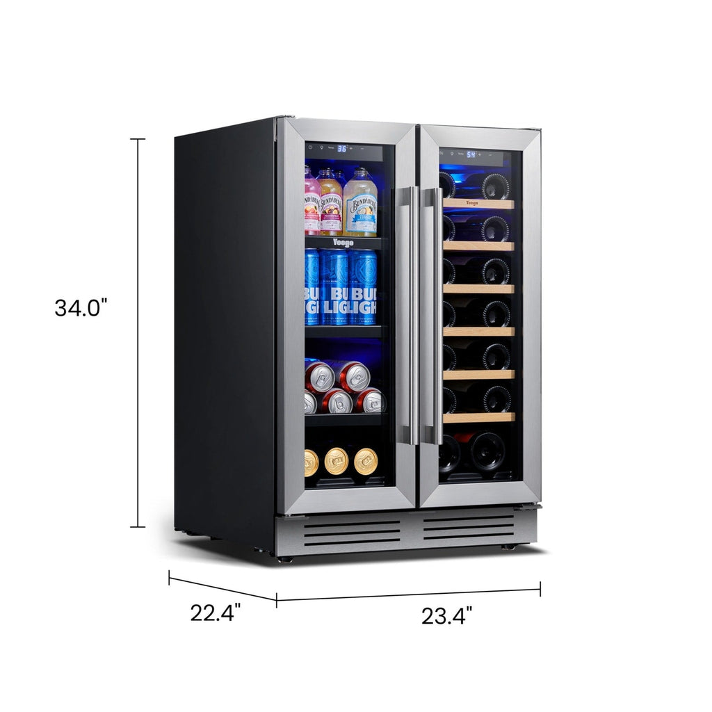 Frigorifero per vino/bevande da 24 pollici, frigorifero DUAL ZONE da 20 bottiglie/60 lattine - 24 pollici