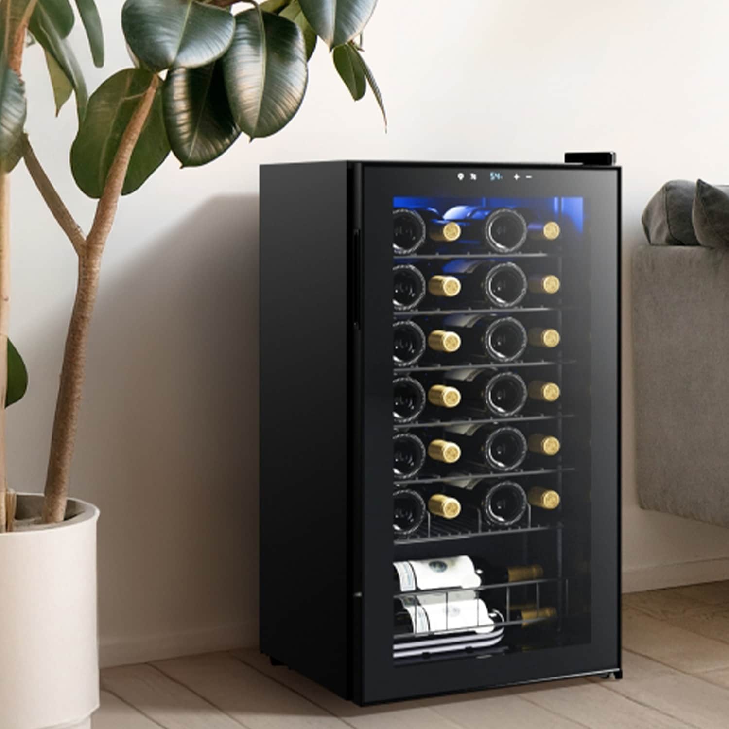 Frigorifero per vino/bevande da 17 pollici e 28 bottiglie, refrigeratore per vino in acciaio inossidabile per uso domestico e commerciale