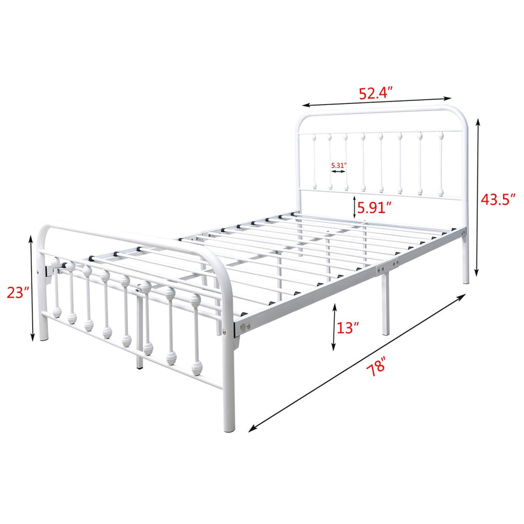 Alazyhome, semplice struttura per letto in metallo vintage, facile da montare