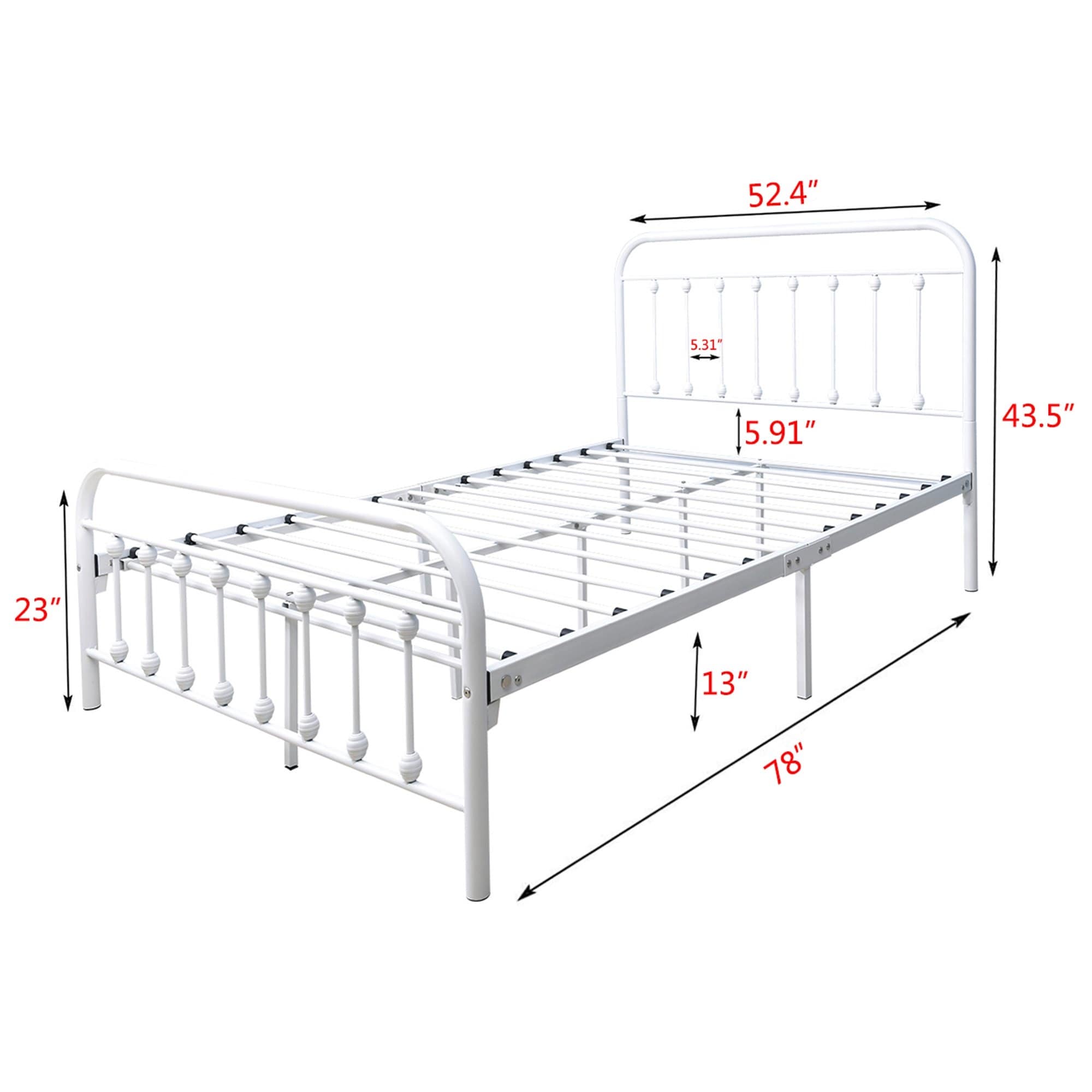 Alazyhome, semplice struttura per letto in metallo vintage, facile da montare
