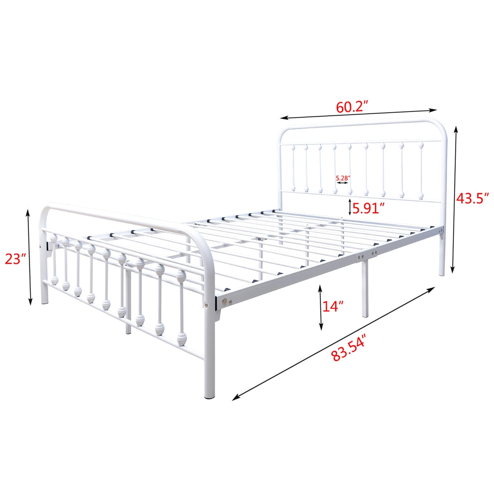 Alazyhome, semplice struttura per letto in metallo vintage, facile da montare