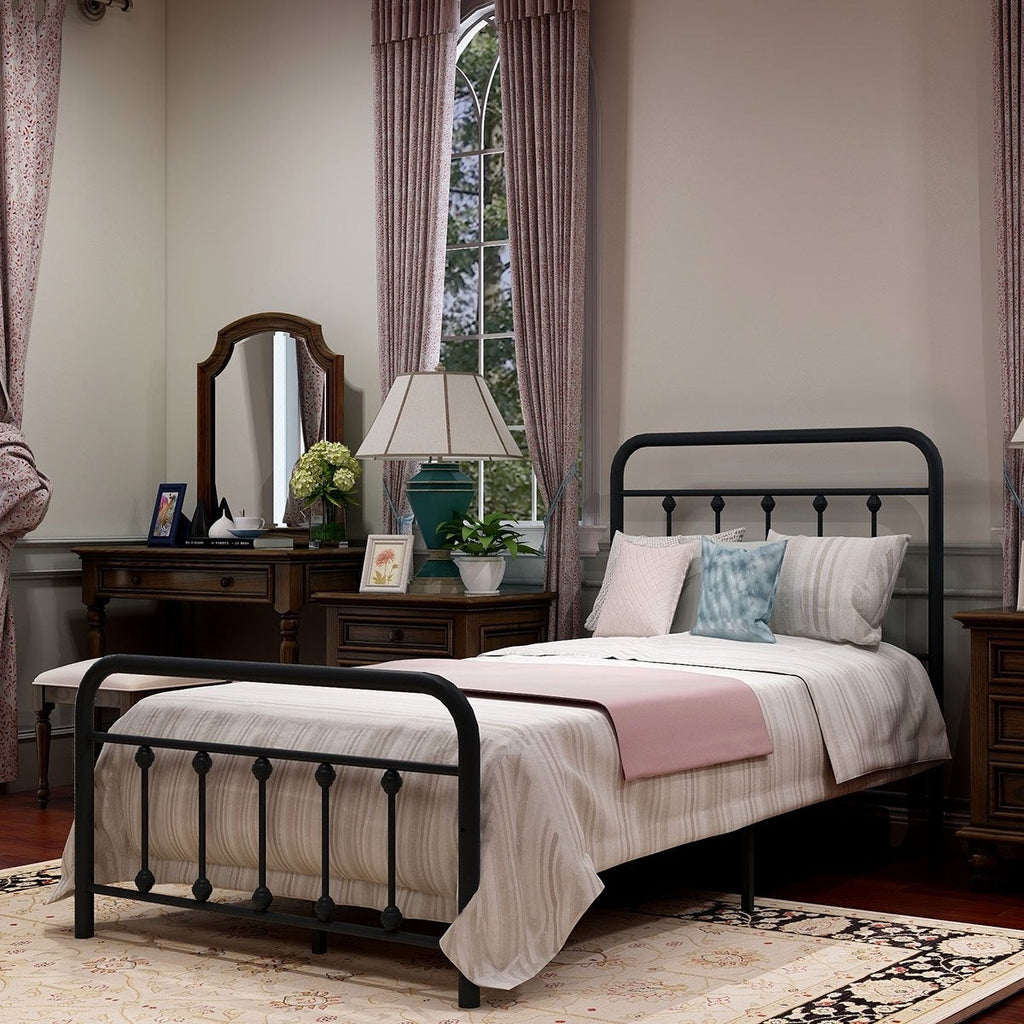 Alazyhome, semplice struttura per letto in metallo vintage, facile da montare