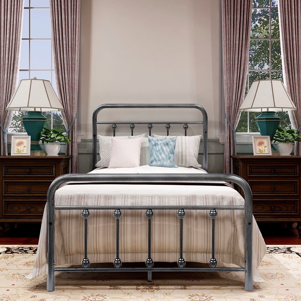 Alazyhome, semplice struttura per letto in metallo vintage, facile da montare