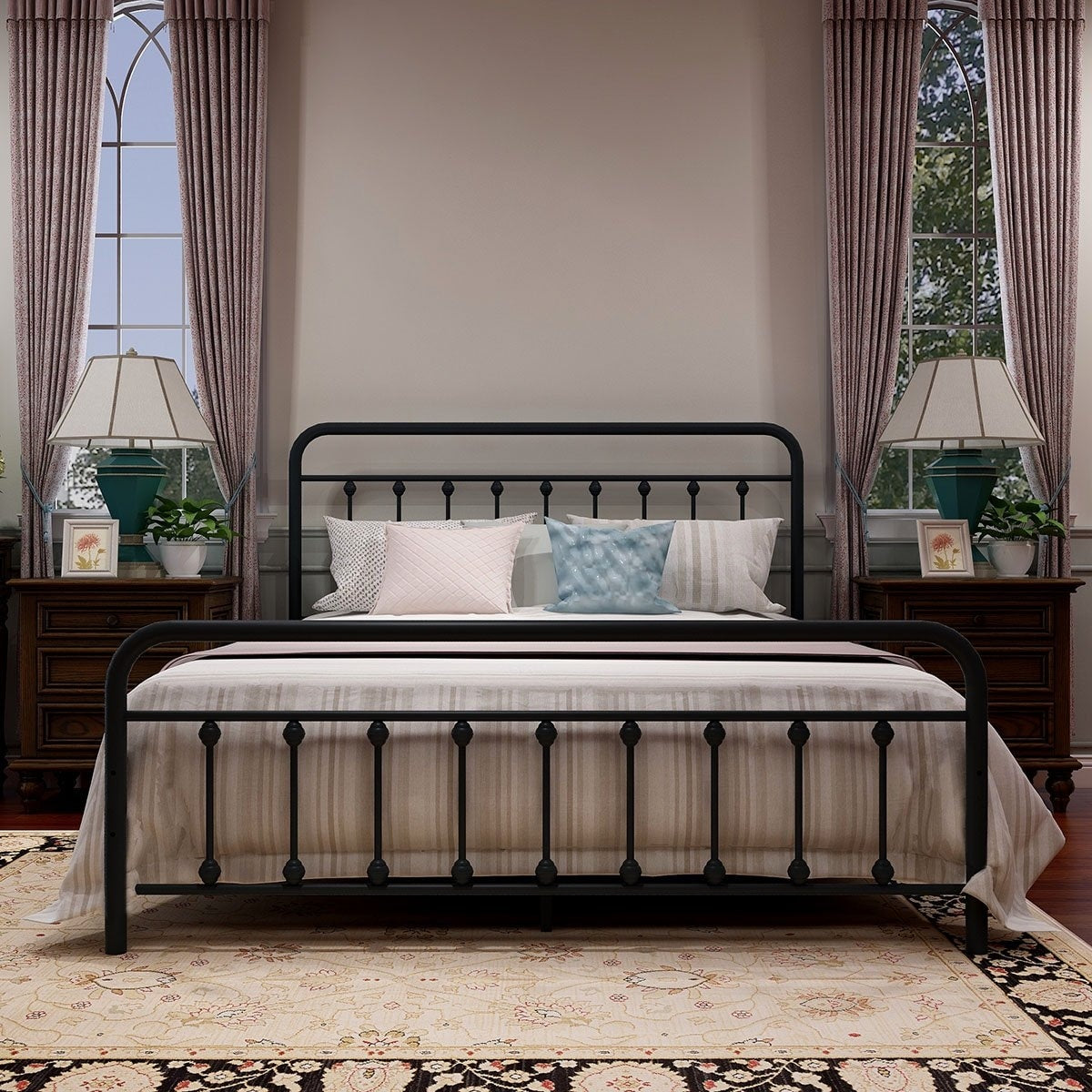 Alazyhome, semplice struttura per letto in metallo vintage, facile da montare
