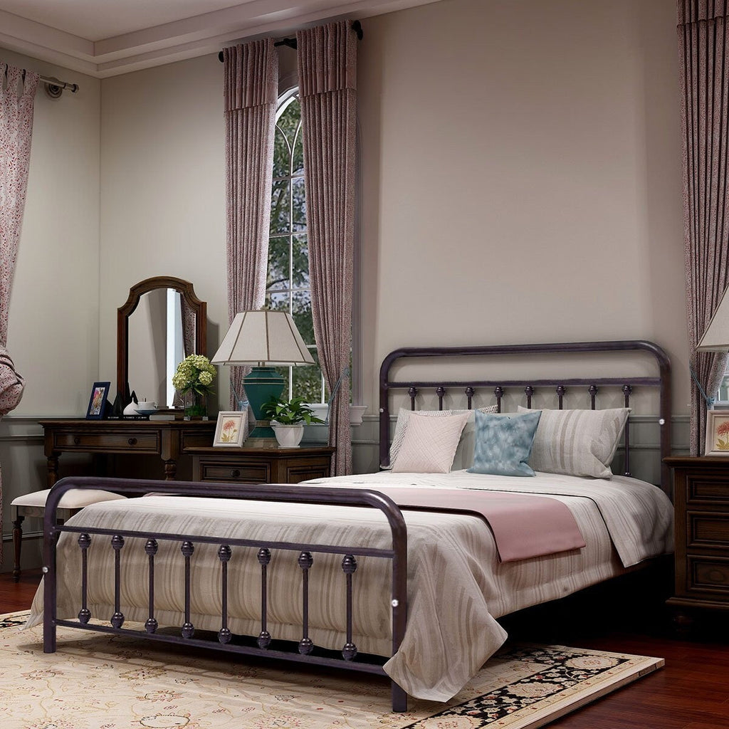 Alazyhome, semplice struttura per letto in metallo vintage, facile da montare