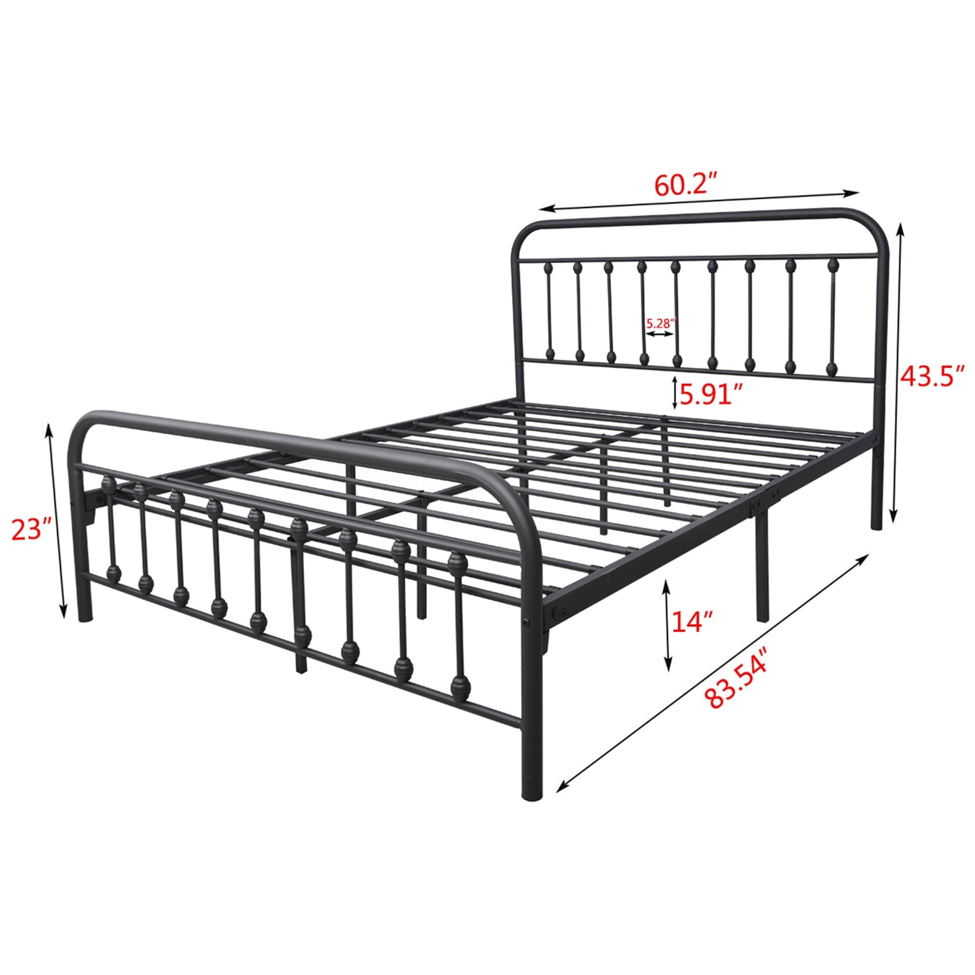 Alazyhome, semplice struttura per letto in metallo vintage, facile da montare