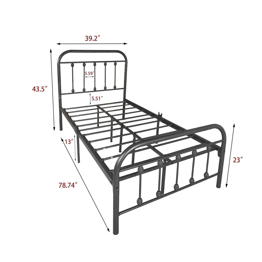 Alazyhome, semplice struttura per letto in metallo vintage, facile da montare