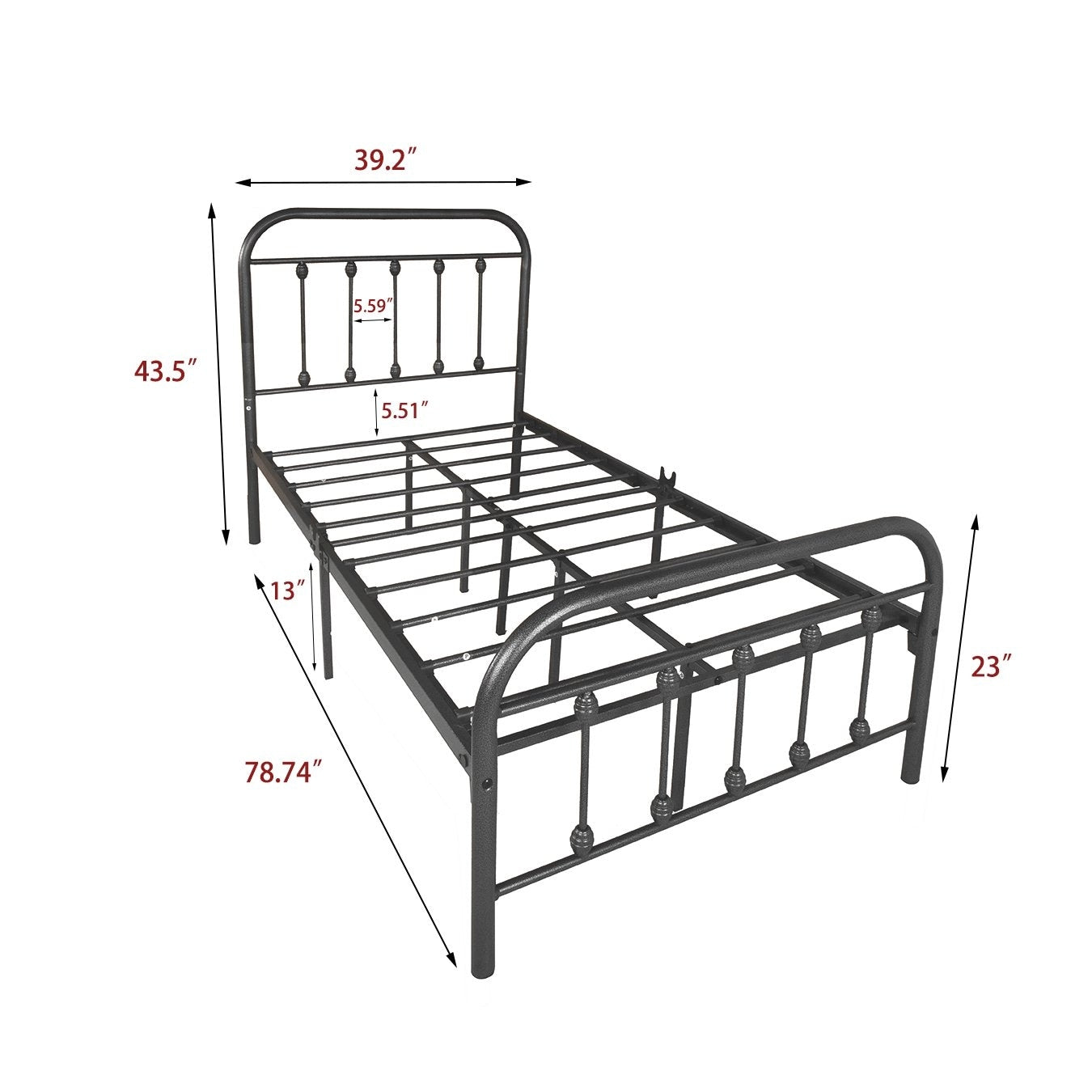 Alazyhome, semplice struttura per letto in metallo vintage, facile da montare