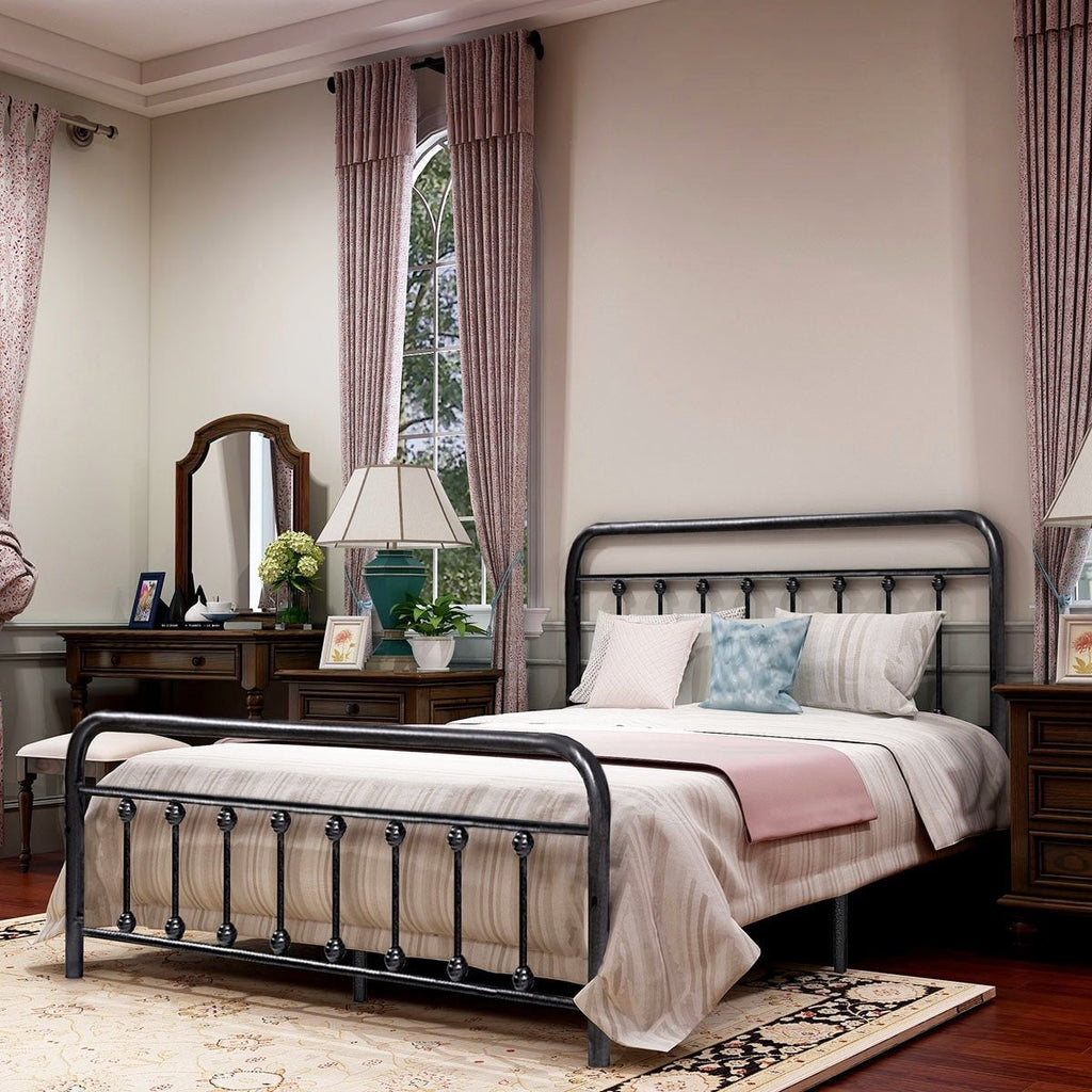 Alazyhome, semplice struttura per letto in metallo vintage, facile da montare