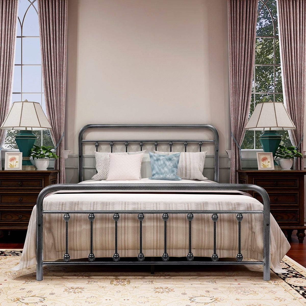 Alazyhome, semplice struttura per letto in metallo vintage, facile da montare