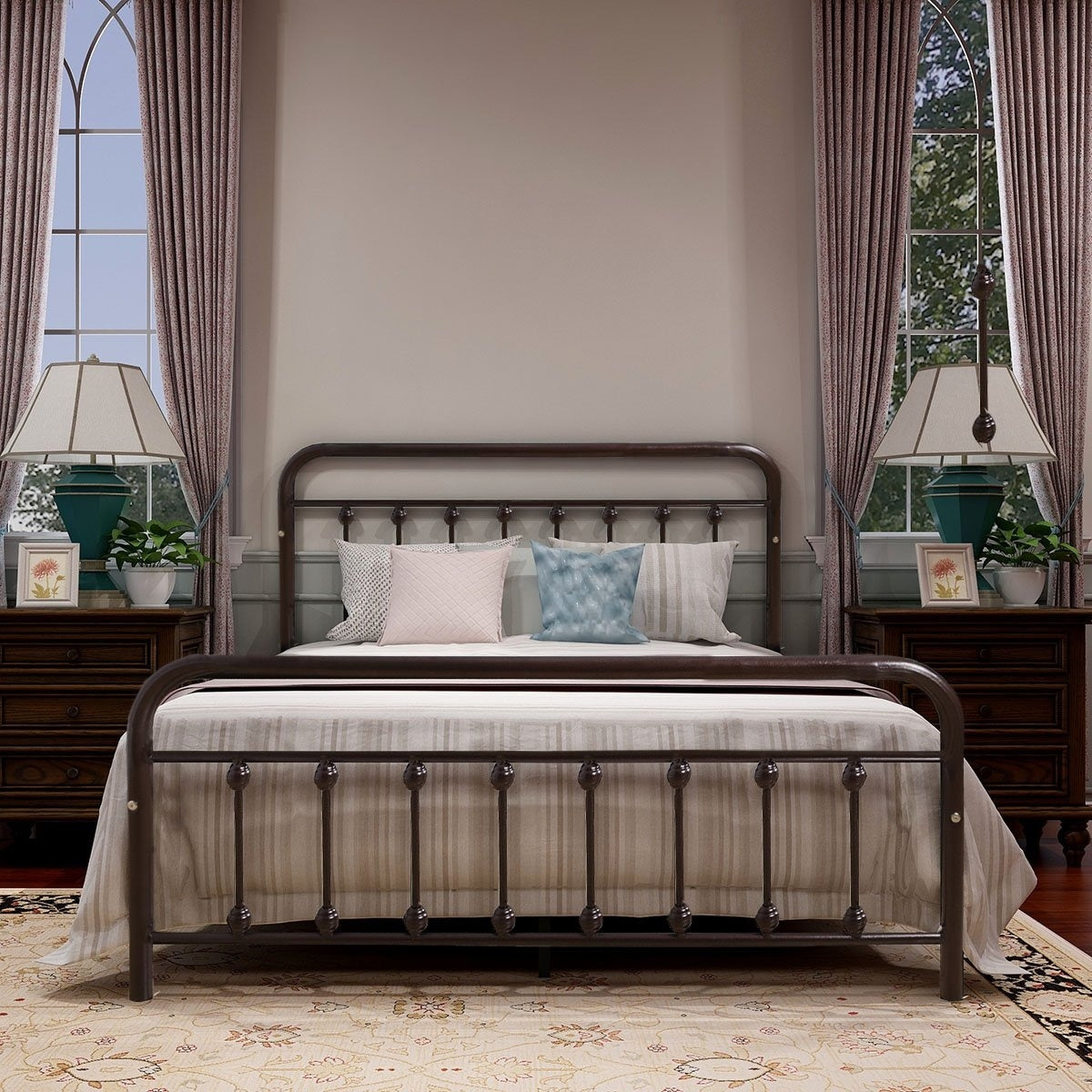 Alazyhome, semplice struttura per letto in metallo vintage, facile da montare