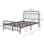 Alazyhome, semplice struttura per letto in metallo vintage, facile da montare