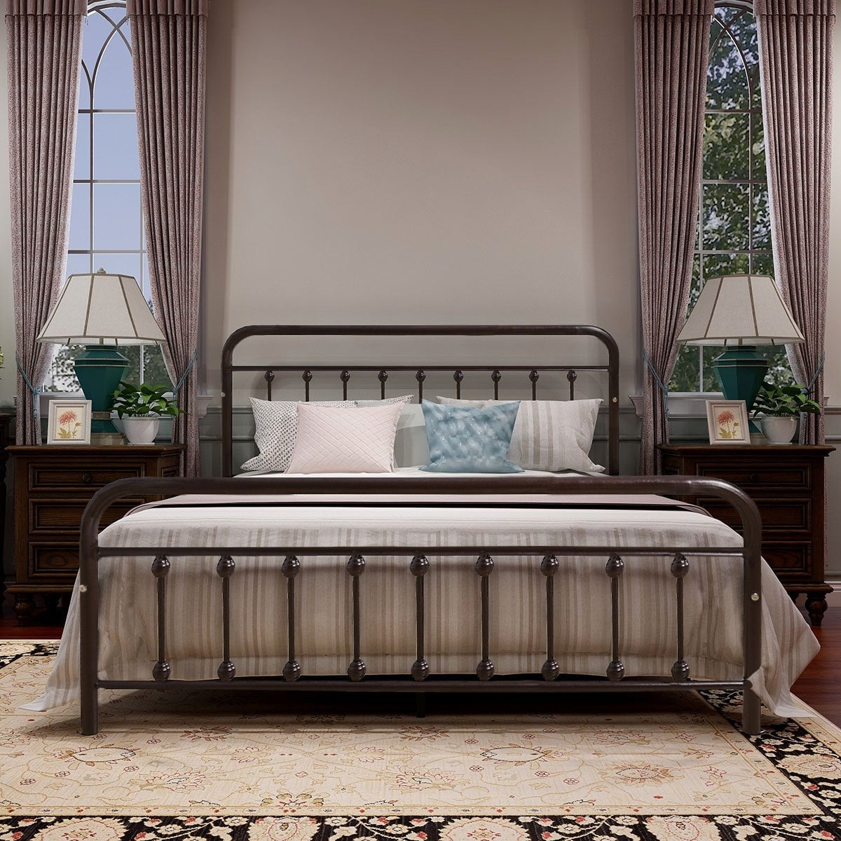 Alazyhome, semplice struttura per letto in metallo vintage, facile da montare