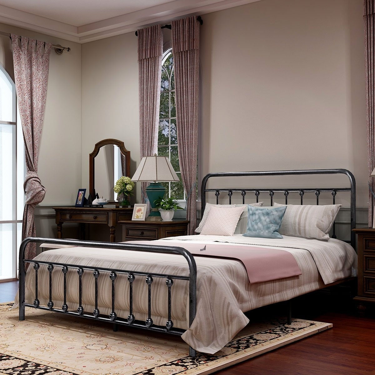 Alazyhome, semplice struttura per letto in metallo vintage, facile da montare