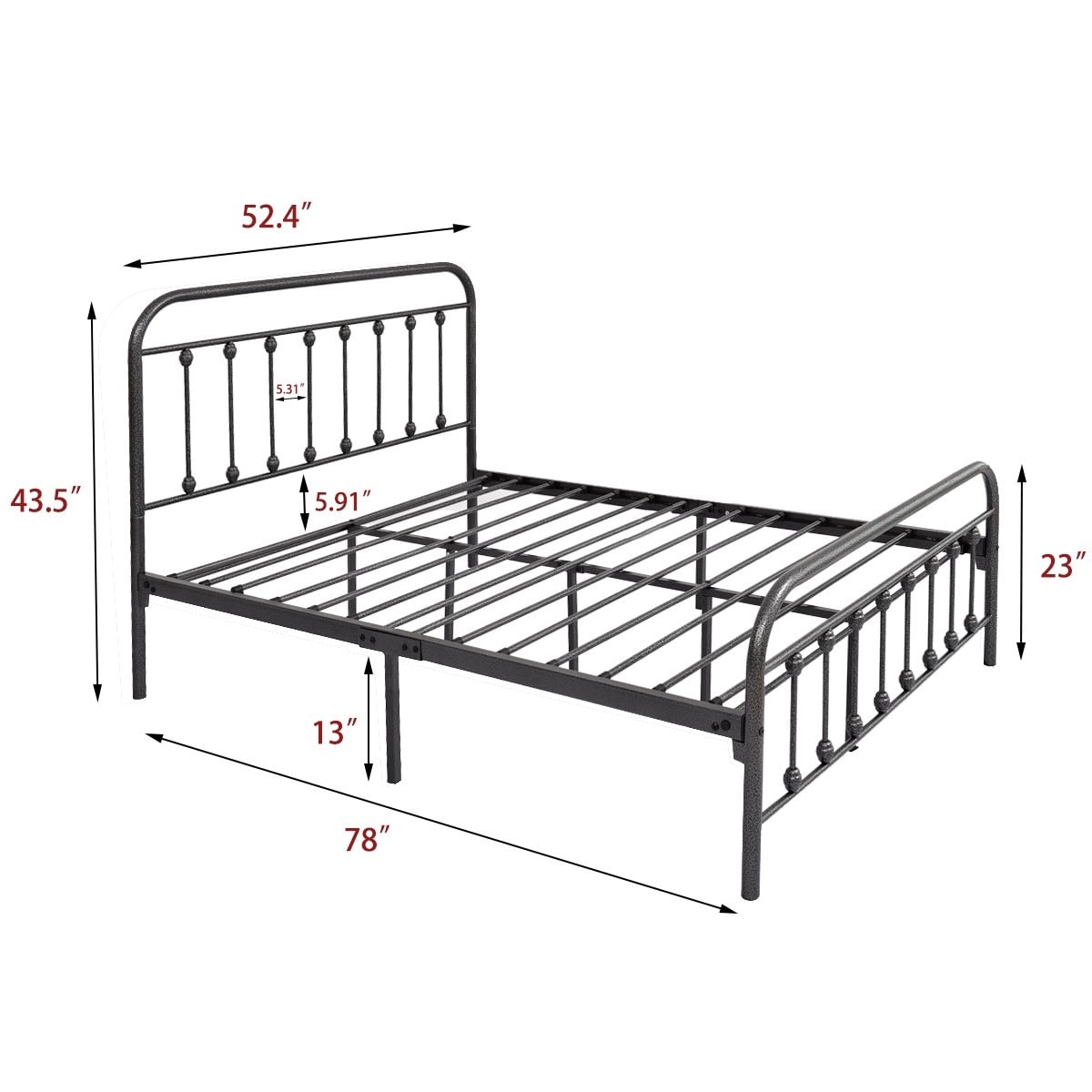 Alazyhome, semplice struttura per letto in metallo vintage, facile da montare
