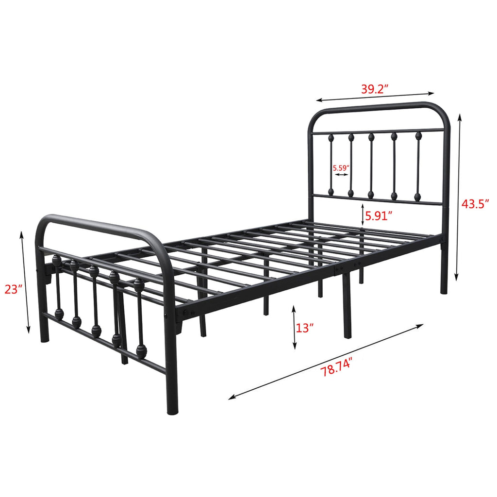Alazyhome, semplice struttura per letto in metallo vintage, facile da montare