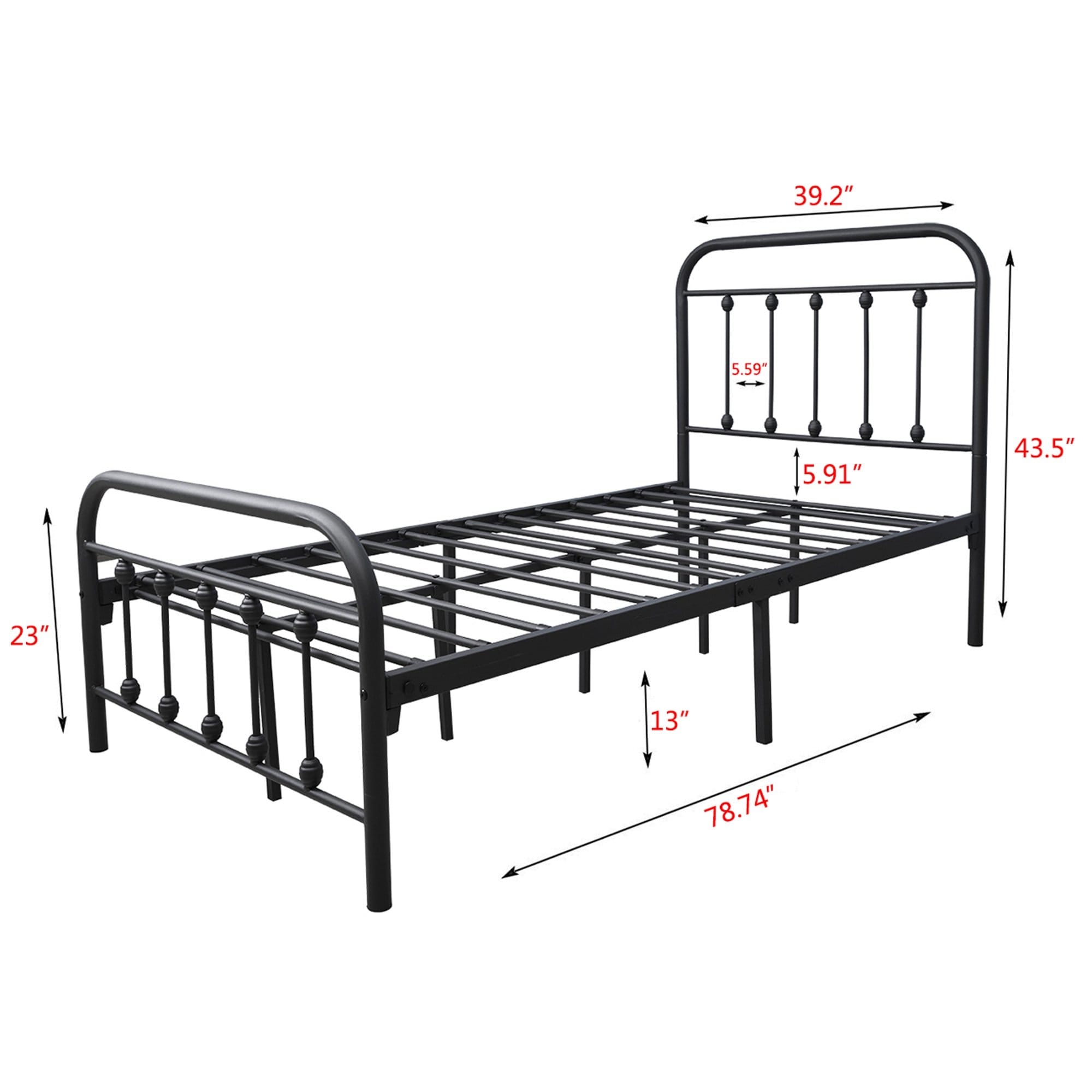 Alazyhome, semplice struttura per letto in metallo vintage, facile da montare